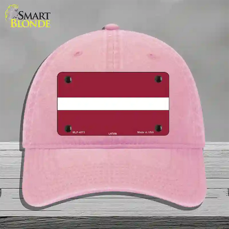 Latvia Flag Novelty License Plate Hat Unconstructed Cotton / Pink