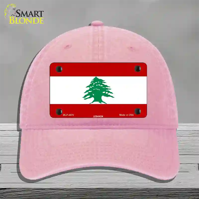 Lebanon Flag Novelty License Plate Hat Unconstructed Cotton / Pink