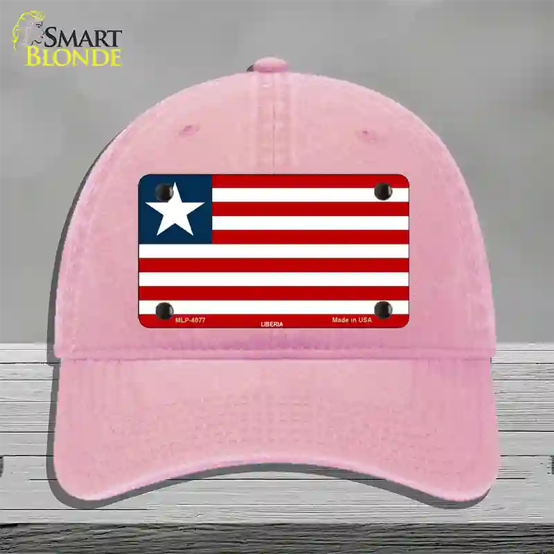 Liberia Flag Novelty License Plate Hat Unconstructed Cotton / Pink