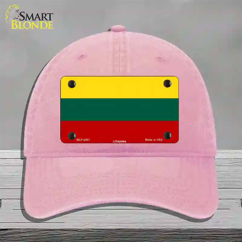 Lithuania Flag Novelty License Plate Hat Unconstructed Cotton / Pink