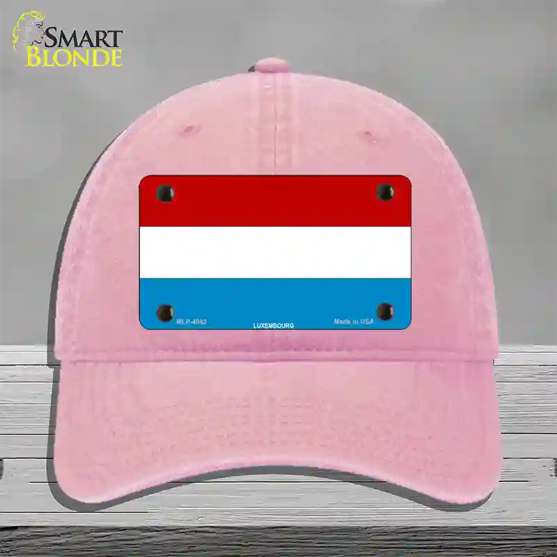 Luxembourg Flag Novelty License Plate Hat Unconstructed Cotton / Pink