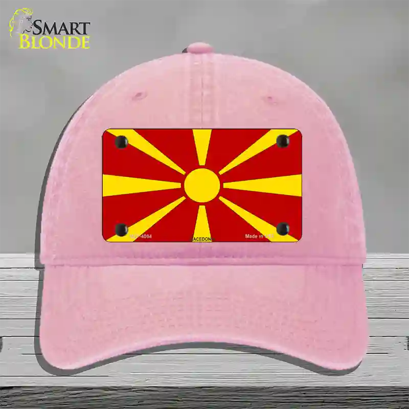 Macedonia Flag Novelty License Plate Hat Unconstructed Cotton / Pink