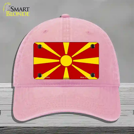 Macedonia Flag Novelty License Plate Hat Unconstructed Cotton / Pink