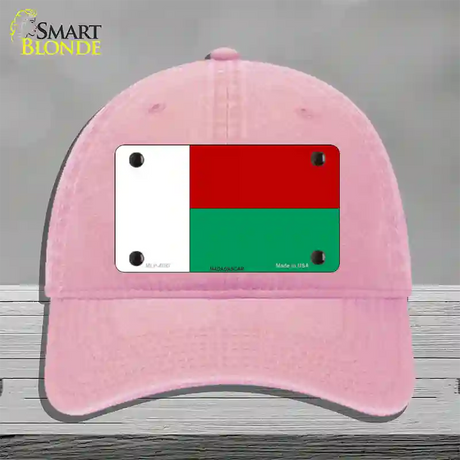 Madagascar Flag Novelty License Plate Hat Unconstructed Cotton / Pink