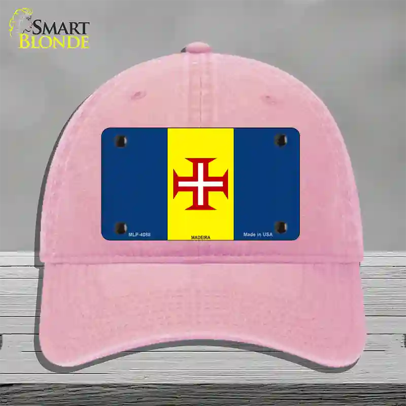 Madeira Flag Novelty License Plate Hat Unconstructed Cotton / Pink