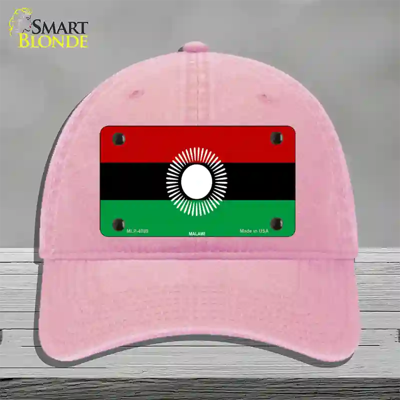 Malawi Flag Novelty License Plate Hat Unconstructed Cotton / Pink