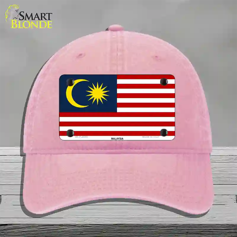 Malaysia Flag Novelty License Plate Hat Unconstructed Cotton / Pink