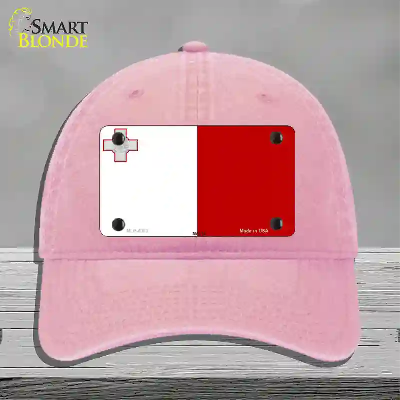 Malta Flag Novelty License Plate Hat Unconstructed Cotton / Pink