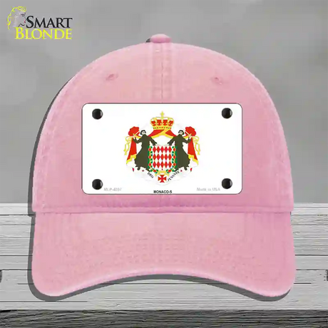 Monaco-S Flag Novelty License Plate Hat Unconstructed Cotton / Pink