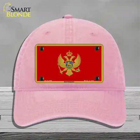 Montenegro Flag Novelty License Plate Hat Unconstructed Cotton / Pink