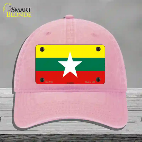 Myanmar Flag Novelty License Plate Hat Unconstructed Cotton / Pink