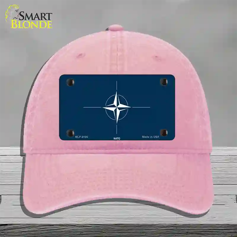 Nato Flag Novelty License Plate Hat Unconstructed Cotton / Pink