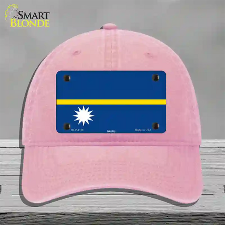 Nauru Flag Novelty License Plate Hat Unconstructed Cotton / Pink