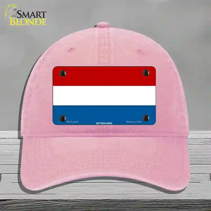 Netherlands Flag Novelty License Plate Hat Unconstructed Cotton / Pink