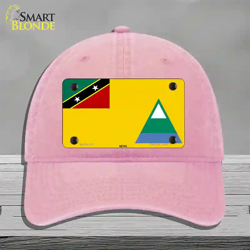 Nevis Flag Novelty License Plate Hat Unconstructed Cotton / Pink