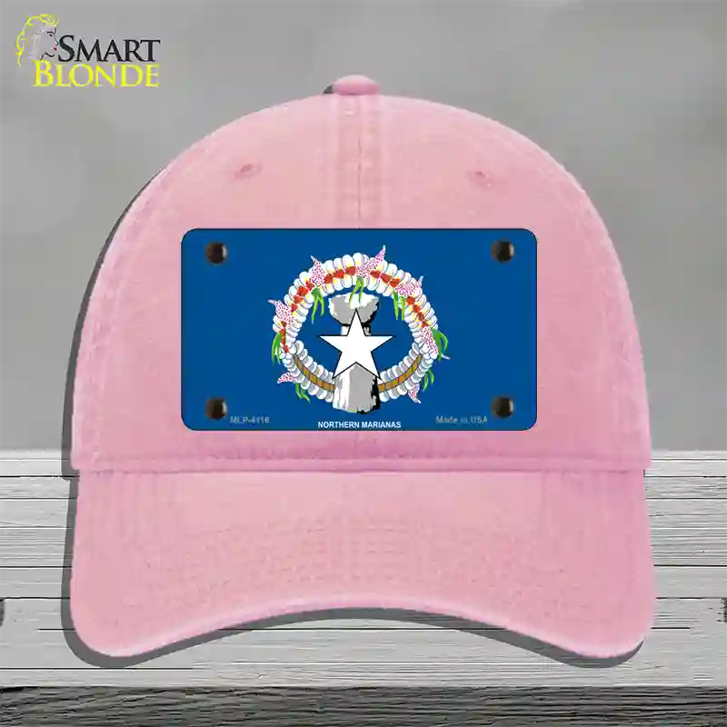 Northern Marianas Flag Novelty License Plate Hat Unconstructed Cotton / Pink