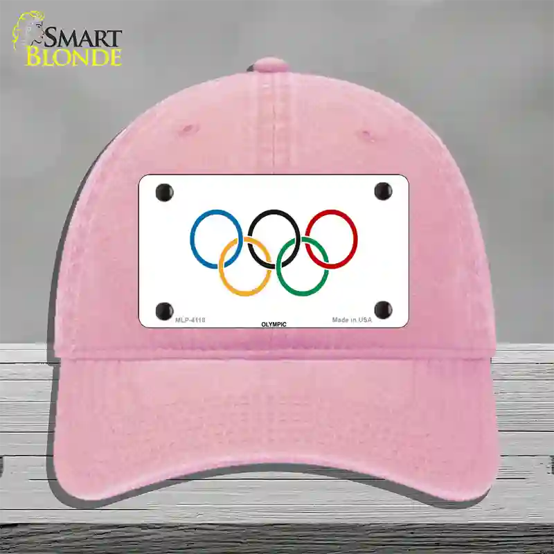 Olympic Flag Novelty License Plate Hat Unconstructed Cotton / Pink