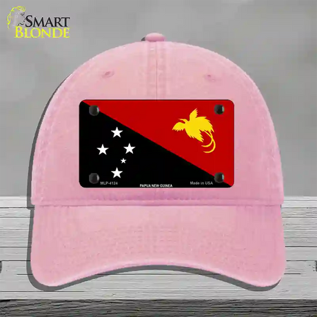 Papua New Guinea Flag Novelty License Plate Hat Unconstructed Cotton / Pink