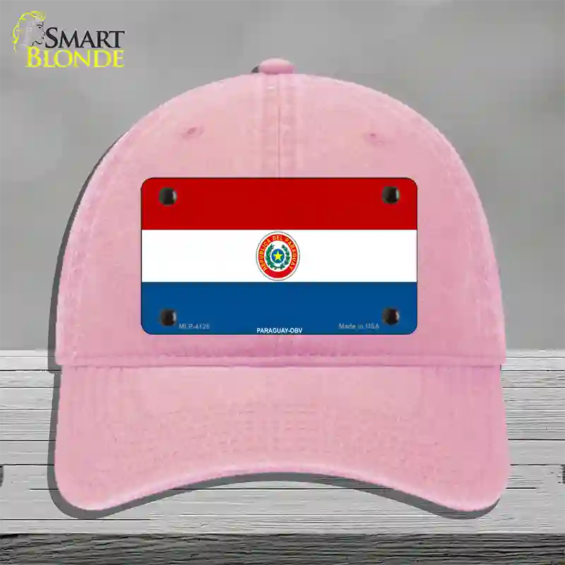 Paraguay-OBV Flag Novelty License Plate Hat Unconstructed Cotton / Pink