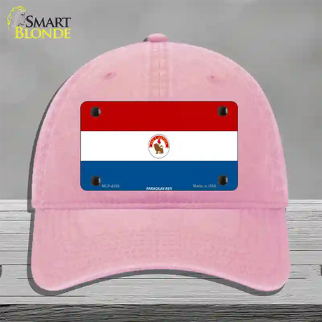 Paraguay-REV Flag Novelty License Plate Hat Unconstructed Cotton / Pink