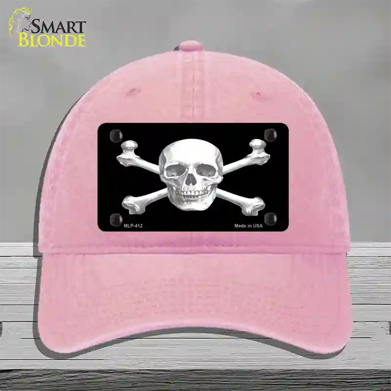 Skull And Cross Bones Novelty License Plate Hat Unconstructed Cotton / Pink