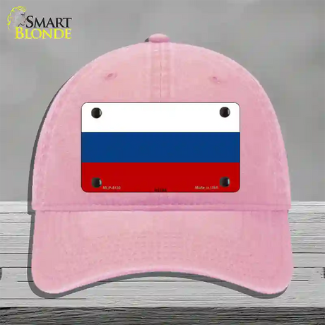 Russia Flag Novelty License Plate Hat Unconstructed Cotton / Pink