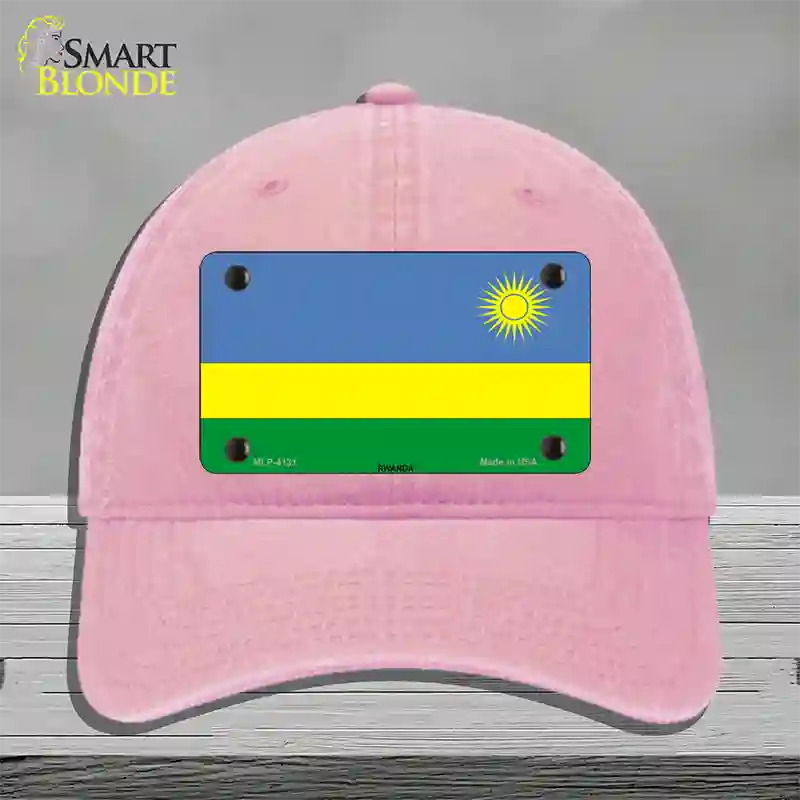 Rwanda Flag Novelty License Plate Hat Unconstructed Cotton / Pink