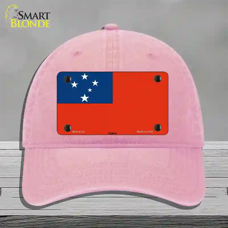 Samoa Flag Novelty License Plate Hat Unconstructed Cotton / Pink