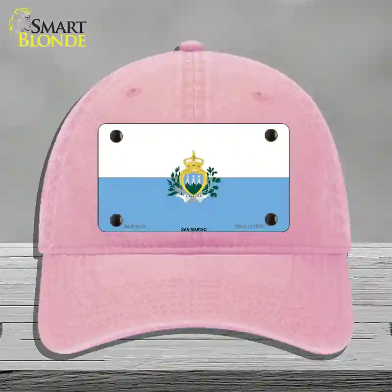 San Marino Flag Novelty License Plate Hat Unconstructed Cotton / Pink