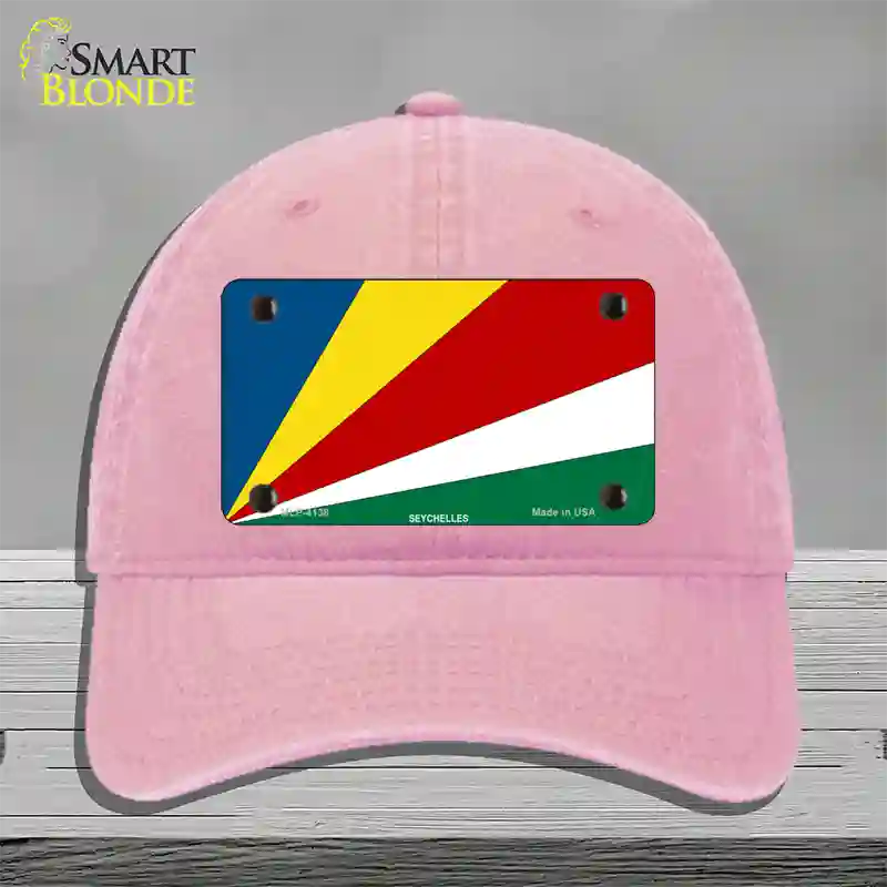 Seychelles Flag Novelty License Plate Hat Unconstructed Cotton / Pink