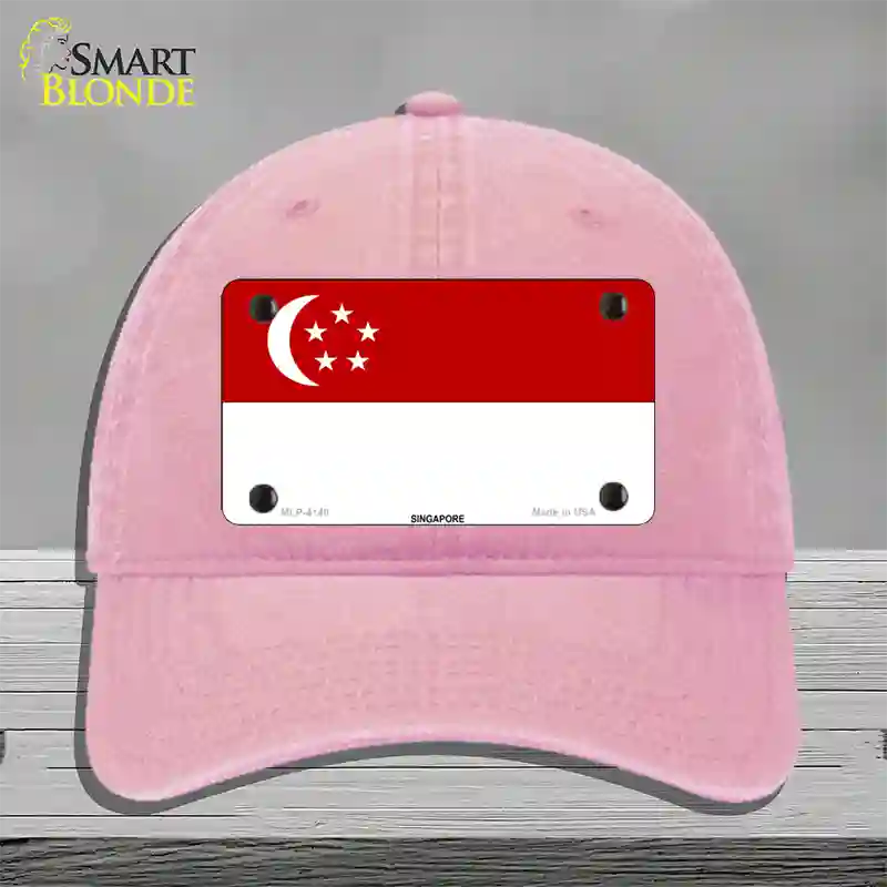 Singapore Flag Novelty License Plate Hat Unconstructed Cotton / Pink