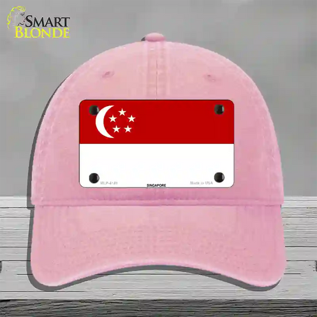 Singapore Flag Novelty License Plate Hat Unconstructed Cotton / Pink