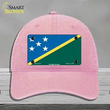 Solomon Islands Flag Novelty License Plate Hat Unconstructed Cotton / Pink