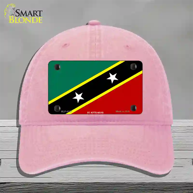 St Kitts-Nevis Flag Novelty License Plate Hat Unconstructed Cotton / Pink