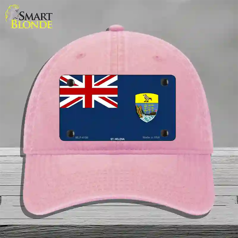 St Helena Flag Novelty License Plate Hat Unconstructed Cotton / Pink