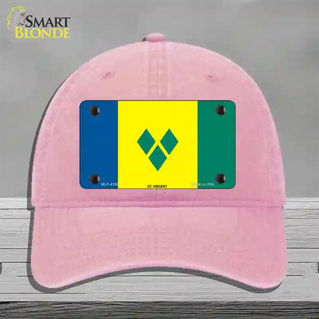 St Vincent Flag Novelty License Plate Hat Unconstructed Cotton / Pink