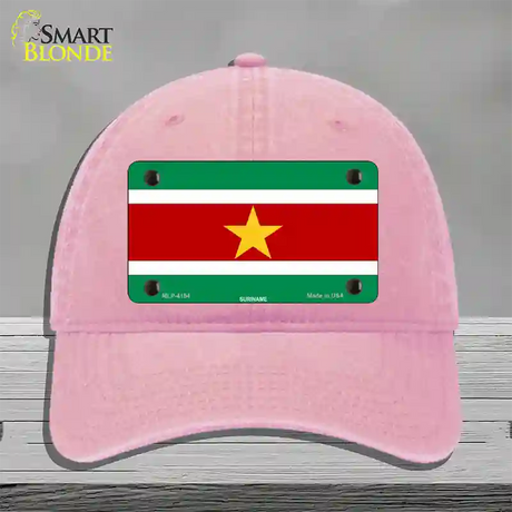 Suriname Flag Novelty License Plate Hat Unconstructed Cotton / Pink