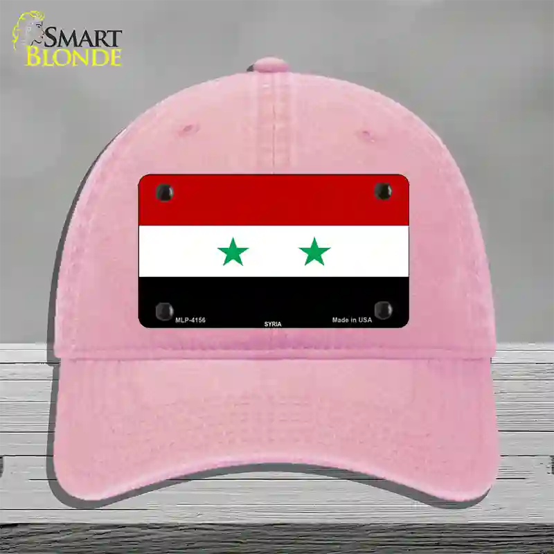 Syria Flag Novelty License Plate Hat Unconstructed Cotton / Pink