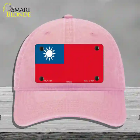 Taiwan Flag Novelty License Plate Hat Unconstructed Cotton / Pink