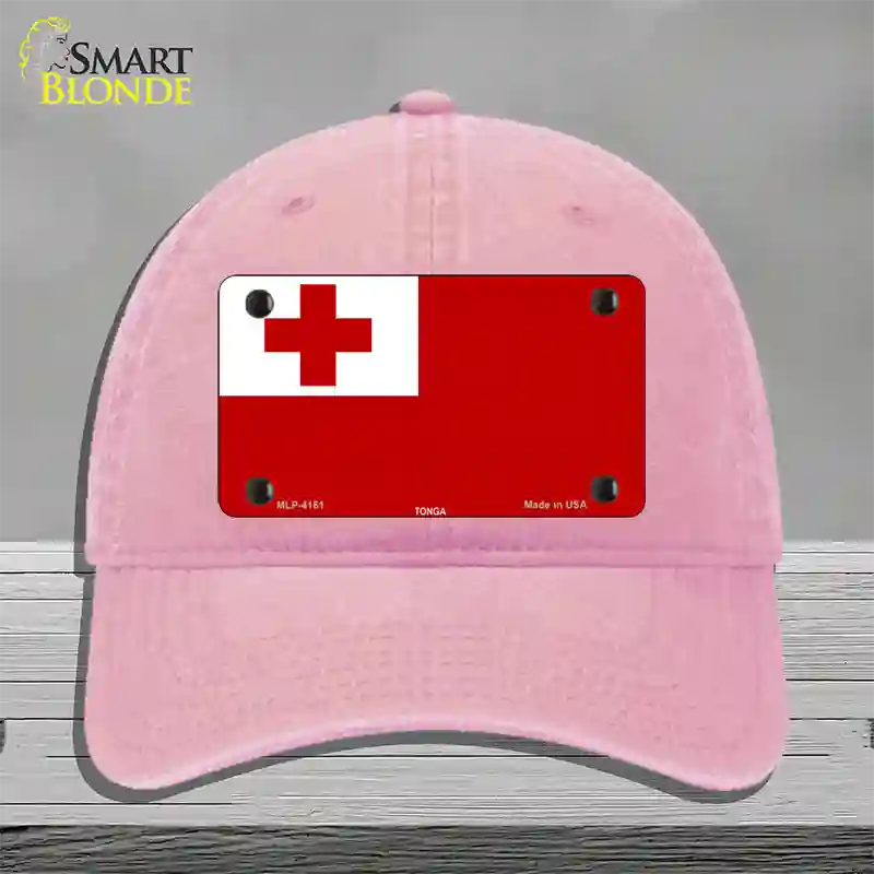 Tonga Flag Novelty License Plate Hat Unconstructed Cotton / Pink