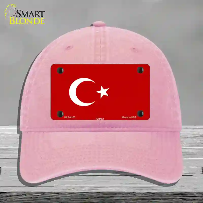 Turkey Flag Novelty License Plate Hat Unconstructed Cotton / Pink