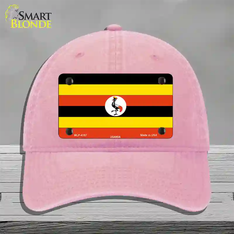 Uganda Flag Novelty License Plate Hat Unconstructed Cotton / Pink