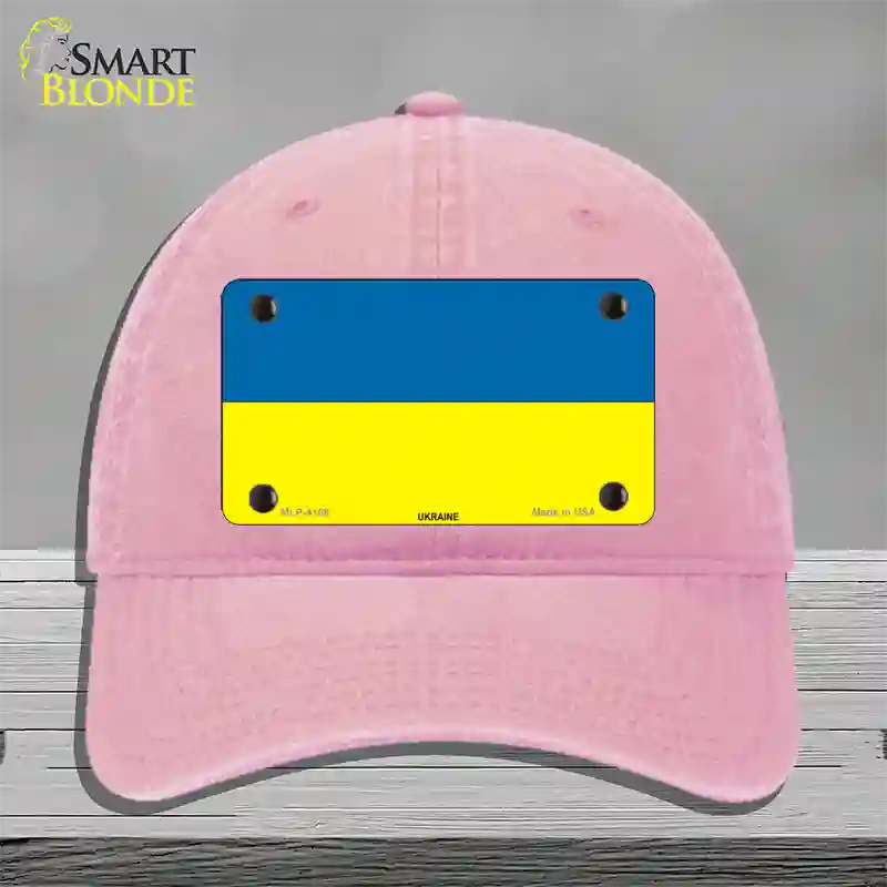 Ukraine Flag Novelty License Plate Hat Unconstructed Cotton / Pink