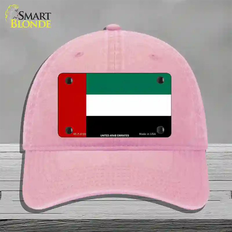 United Arab Emirates Flag Novelty License Plate Hat Unconstructed Cotton / Pink