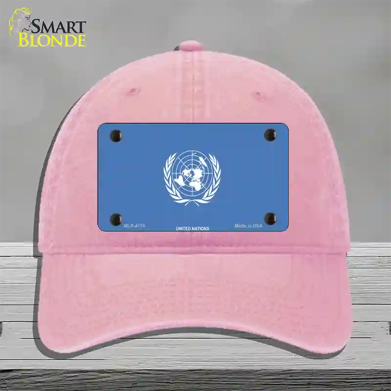 United Nations Flag Novelty License Plate Hat Unconstructed Cotton / Pink