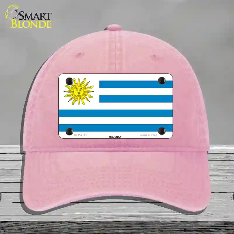 Uruguay Flag Novelty License Plate Hat Unconstructed Cotton / Pink