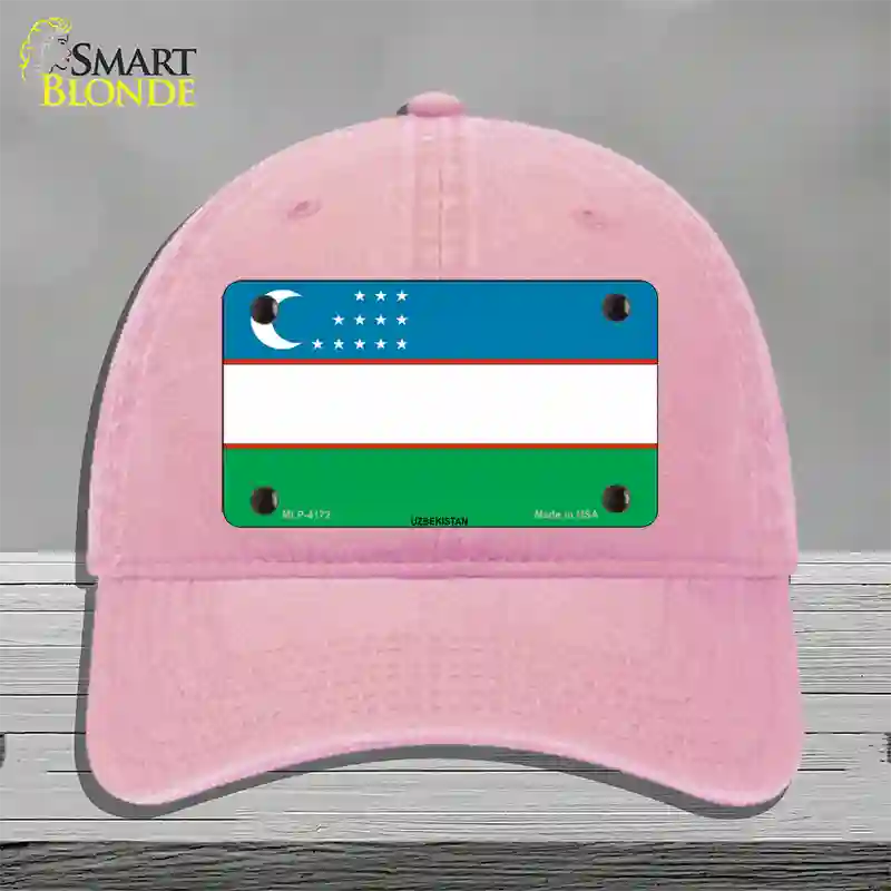 Uzbe Kistan Flag Novelty License Plate Hat Unconstructed Cotton / Pink