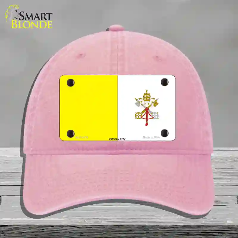 Vatican City Flag Novelty License Plate Hat Unconstructed Cotton / Pink