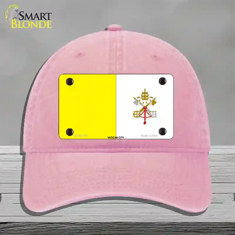 Vatican City Flag Novelty License Plate Hat Unconstructed Cotton / Pink