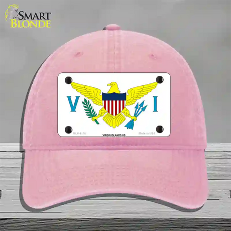 Virgin Islands US Flag Novelty License Plate Hat Unconstructed Cotton / Pink